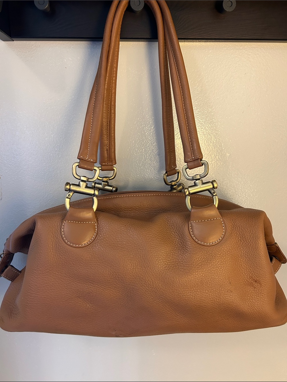 Donald J. Pliner Cognac Leather Shoulder Bag
